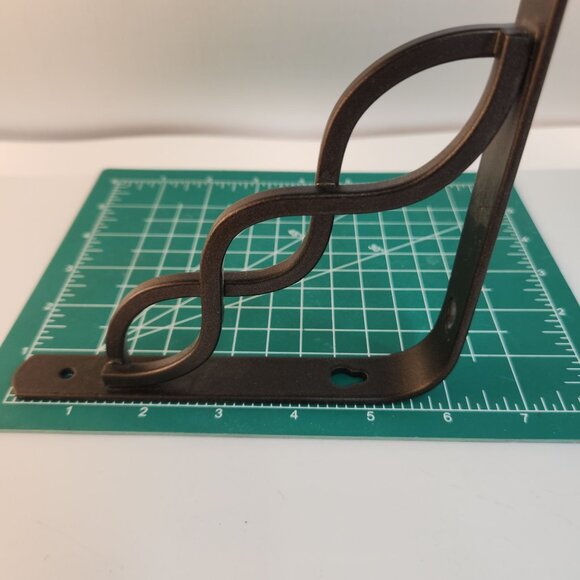 Decorative Bronze Steel Shelf Brackets Set Of 2 - Curved Spiral Design - 6"x6"x1 - Picture 5 of 6